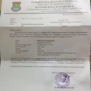 21 ketua RT dan 6 ketua RW dipecat Kades di Kecamatan Sindang Jaya, Kabupaten Tangerang, Banten, karena anaknya gagal jadi anggota DPRD.